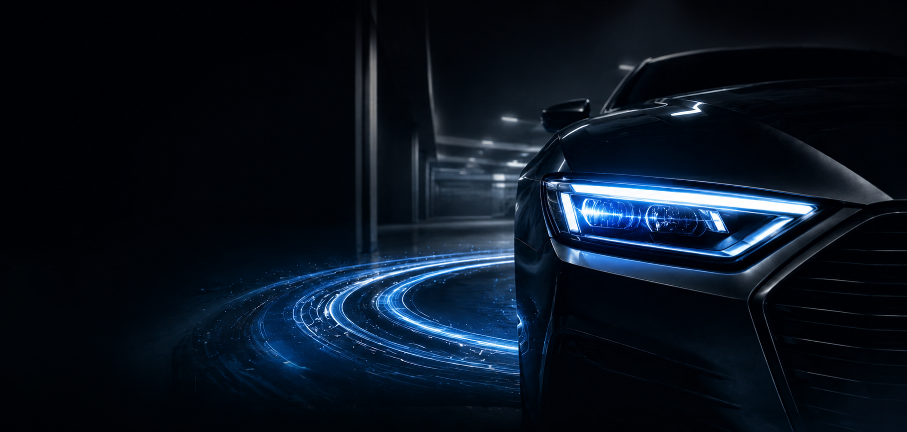 Audi with Matrix LED headlights activated